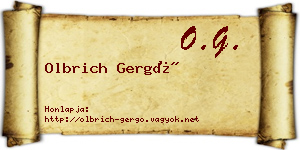 Olbrich Gergő névjegykártya